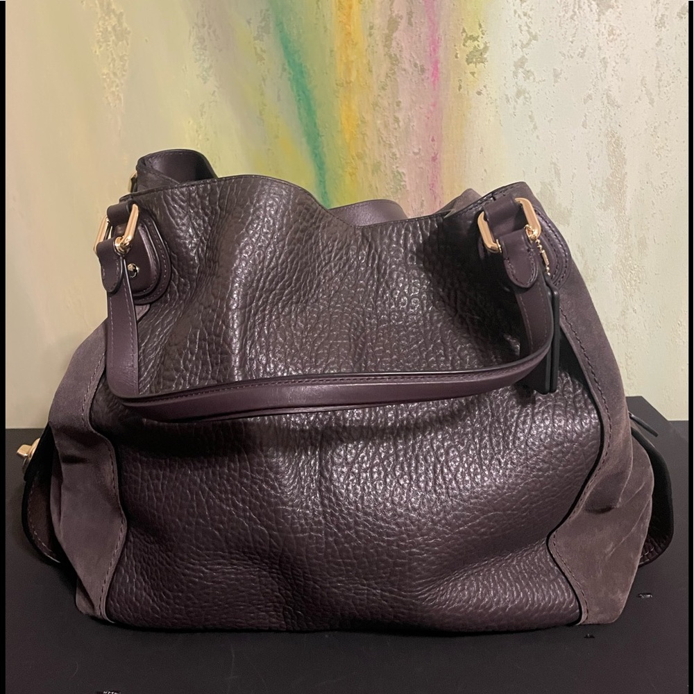 Coach gray leather and suede bag